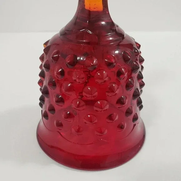 Vintage Fenton Ruby Red Amberina Hobnail Bell Glass Bell - Picture 3 of 8